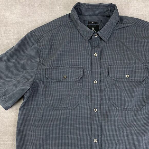 prAna Shirt Mens MT Charcoal CAYMAN Short Sleeve Button Up Hiking Camping Casual - Picture 3 of 10